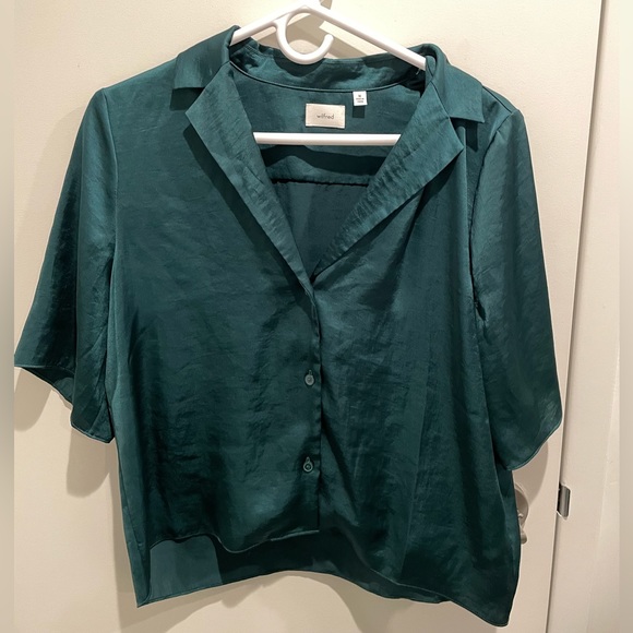 Aritzia satin button-up blouse - Picture 2 of 3